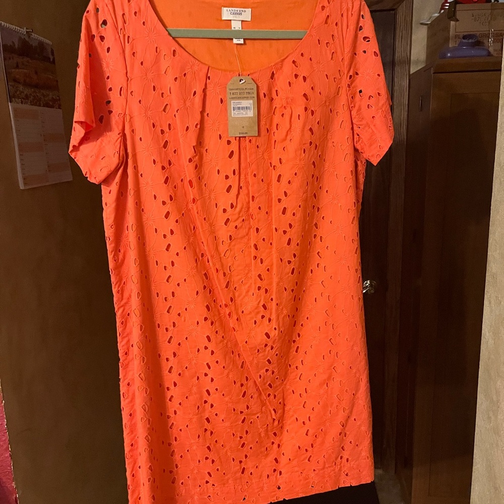 Lands End, Orange Dress, Size 12